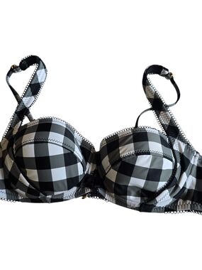 Betsey Johnson Black & White Gingham Bikini Top